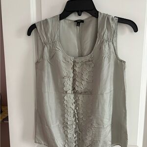 Talbots Silver-Gray Sleeveless Ruffle Front 100% Silk Camisole